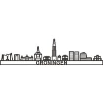 City Shapes Skyline Groningen Klein Wanddecoratie  MDF