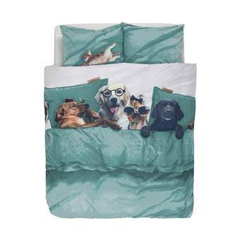 Covers & Co Lazy Dogs Dekbedovertrek 200 x 220 cm Slapen & beddengoed Groen Katoen