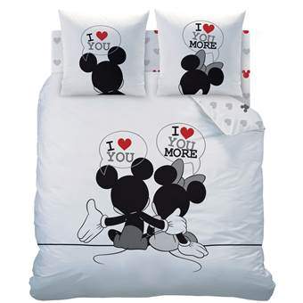Disney Mickey & Minnie The End Dekbedovertrek 200 x 200 cm Slapen & beddengoed Wit Katoen