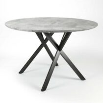 Duverger Eettafel - rond -dia 120 cm - 3D betonlook grijs - zwart Tafels Grijs
