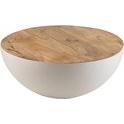 Furnilux - salontafel rond mango hout metaal Wit 90 x 90 x 38 Tafels Bruin