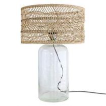 HKliving Wicker Tafellamp Verlichting Beige Glas