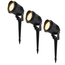 HOFTRONIC 3x Lenzo LED Prikspot Zwart Buitenverlichting Zwart Aluminium