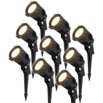 HOFTRONIC 9x Renzo LED Prikspot Zwart Buitenverlichting Zwart Aluminium