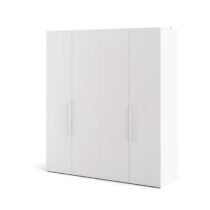 Hioshop Lay kledingkast H219 x B195 cm met schuifdeuren mat wit. Kledingkast Wit Spaanplaat
