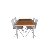 Hioshop Panama tuinmeubelset tafel 90x160/240cm en 4 stoel Alina Tuinmeubelen Wit Textiel