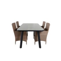 Hioshop Paola tuinmeubelset tafel 100x200cm en 6 stoel Malin Tuinmeubelen Transparant Polyester