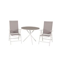 Hioshop Parma tuinmeubelset tafel Ø90cm en 2 stoel Break wit