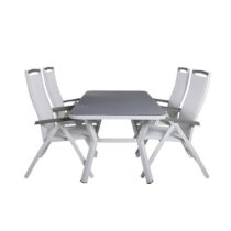 Hioshop Virya tuinmeubelset tafel 90x160cm en 4 stoel 5posalu Albany Tuinmeubelen Wit PVC