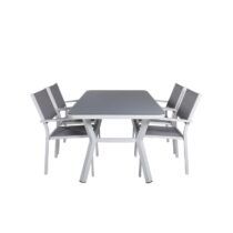 Hioshop Virya tuinmeubelset tafel 90x160cm en 4 stoel Copacabana Tuinmeubelen Zwart PVC