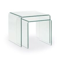 Kave Home Burano Bijzettafel Set van 2 Tafels Transparant Glas
