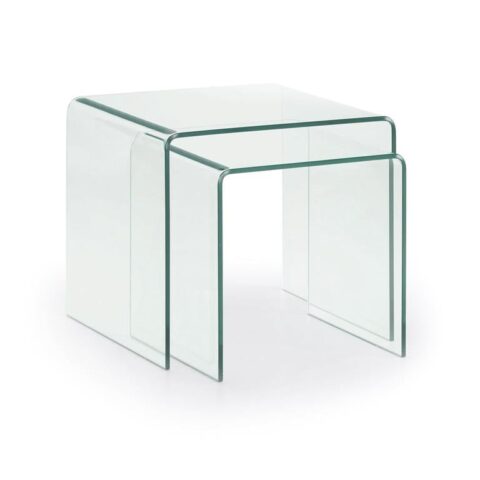 Kave Home Burano Bijzettafel Set van 2 Tafels Transparant Glas