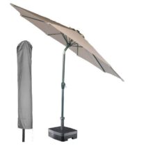 Kopu® Ronde stok-Parasol 300 cm Calma met Beschermhoes - Taupe Zonwering Bruin Polyester