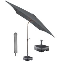 Kopu® vierkante parasol Altea 230x230 cm met hoes en voet - Grey Zonwering Grijs Polyester
