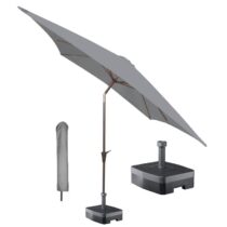 Kopu® vierkante parasol Altea 230x230 cm met hoes en voet Light Grey Zonwering Grijs Aluminium