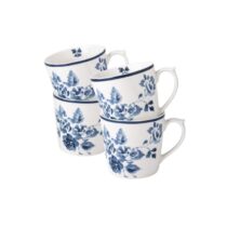 Laura Ashley Giftset 4 Bekers China Rose 32 cl. Servies Blauw Porselein