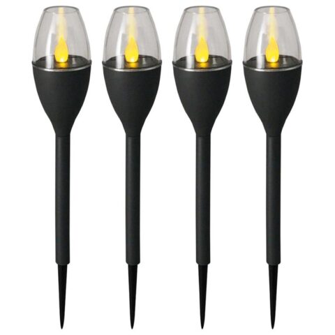 Luxform LED-tuinlampen mini met grondpin Jive grijs 4 st 41466 Buitenverlichting Grijs Kunststof