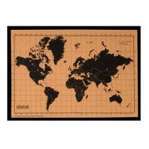 Milimetrado World Map Kurkbord 50 x 70 cm Wanddecoratie & -planken Zwart Hout
