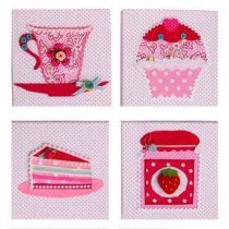 Moepa Schilderij Set High Tea Baby & kinderkamer Roze Textiel
