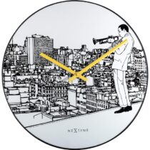 NeXtime - Stille Wandklok - 40cm - Glas/Metaal - Wit - Trumpet City Klokken Wit Glas