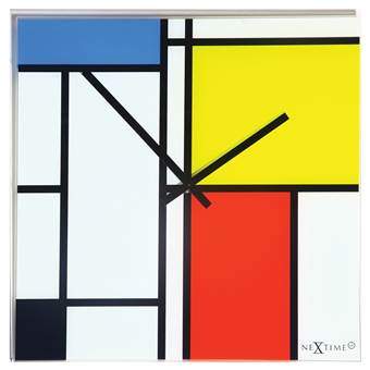 NeXtime Time Lines Wandklok 43 x 43 cm Klokken Multicolor Glas