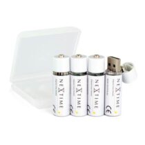 NeXtime USB oplaadbare AA Batterijen - Set van 4 Klokken Wit