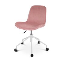 Nolon Nout bureaustoel velvet dusty pink - wit onderstel Stoelen Roze Fluweel