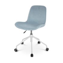 Nolon Nout bureaustoel velvet soft blue - wit onderstel Stoelen Blauw Fluweel