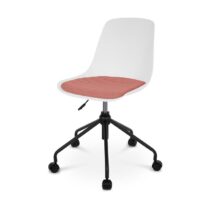 Nolon Nout bureaustoel wit met terracotta rood zitkussen - zwart Stoelen Wit Kunststof