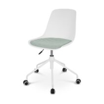 Nolon Nout bureaustoel wit met zacht groen zitkussen - wit onderstel Stoelen Wit Kunststof