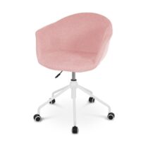 Nolon Nout bureaustoel zacht roze met armleuningen - wit onderstel Stoelen Roze Katoen