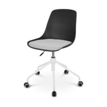 Nolon Nout bureaustoel zwart met grijs zitkussen - wit onderstel Stoelen Zwart Kunststof