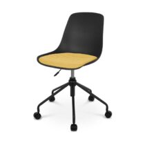 Nolon Nout bureaustoel zwart met okergeel zitkussen - zwart onderstel Stoelen Zwart Kunststof
