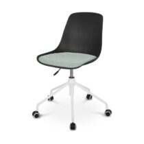 Nolon Nout bureaustoel zwart met zacht groen zitkussen - wit onderstel Stoelen Zwart Kunststof