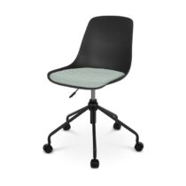 Nolon Nout bureaustoel zwart met zacht groen zitkussen - zwart Stoelen Zwart Kunststof