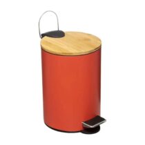 Orange85 Pedaalemmer Prullenbak Rood 3 Liter Bamboe en metaal Afvalemmers Rood Metaal