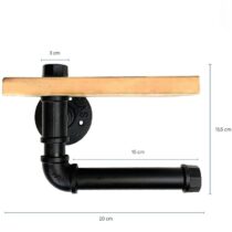 QUVIO Toiletrolhouder met plank - Zwart Toiletaccessoires Zwart Hout