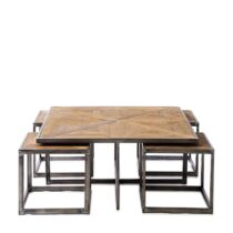Riviera Maison Le Bar American Coffee Table S/5 - 100.0x100.0x45.0 cm Tafels Grijs 90% gerecycled materiaal