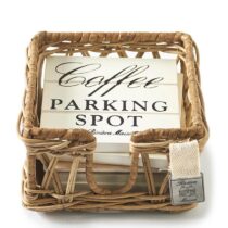 Riviera Maison Parking Spot Coasters - 21.5x18.2x9.4 cm Tafelaccessoires Bruin Rattan