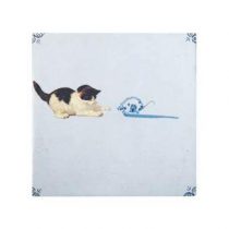 StoryTiles Cat And Mouse 13 x 13 cm Wanddecoratie & -planken Multicolor Aardewerk