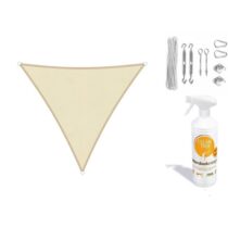 Sunfighters Compleet pakket: Waterdicht Driehoek 4x5x5.4m Ivoor Zonwering Crème Polyester