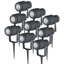 V-Tac 9x Lumi LED Prikspot Antraciet Buitenverlichting Antraciet Aluminium