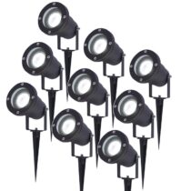 V-Tac 9x Lumi LED Prikspot Zwart IP44 GU10 Buitenverlichting Zwart Aluminium