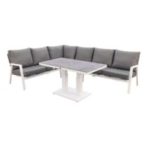 VDG Azoren lounge dining set links - white (tafel verstelbaar) Tuinmeubelen Wit Aluminium