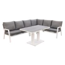 VDG Azoren lounge diningset rechts - white (tafelhoogte verstelbaar) Tuinmeubelen Wit Aluminium