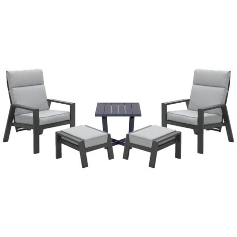 VDG Max verstelbare loungestoelen incl. voetenbank + Ivy bijzettafel Tuinmeubelen Antraciet Aluminium