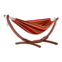 Vivere Double Sunbrella Hangmat met Standaard Tuinmeubelen Multicolor Katoen