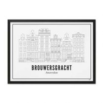 WIJCK. Amsterdam Brouwersgracht Print in Lijst 21 x 30 cm Wanddecoratie & -planken Wit Hout