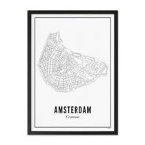 WIJCK. Amsterdam Centrum Print in Lijst 21 x 30 cm Wanddecoratie & -planken Wit Hout