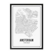 WIJCK. Amsterdam Stad Print in Lijst 21 x 30 cm Wanddecoratie & -planken Wit Hout